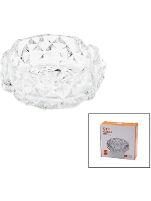 Nemere Büyük Cam - Dıamond Kristal Şekil Yuvarlak Küllük Çap: 12.8cm - D: 5.2cm (4887)