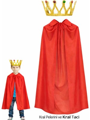 Eco Port Çocuk Kral Pelerini ve Kral Tacı Kostüm Seti
