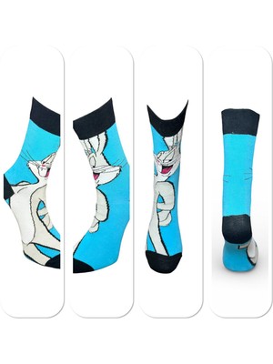 Çorapmatik Bugs Bunny Çizgi Film Karakteri Renkli Soket Çorap