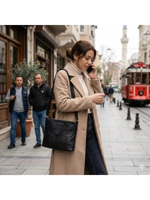 Sir Cliffson Hakiki Deri Kadın postacı çantası