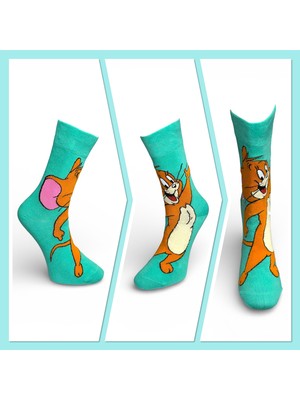 Çorapmatik Jerry Çizgi Film Karakteri Renkli Soket Çorap