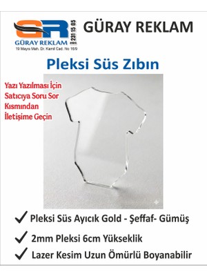 Güray Reklam Pleksi Zıbın Süs - 6 cm 10 Adet Bebek Mevlüt ve Baby Shower Hediyelik (Gold, Gümüş, Şeffaf)