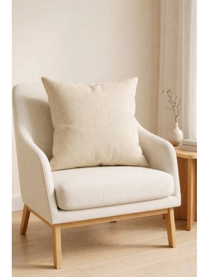 Cortibo Alaska Serisi Krem Keten Kırlent Kılıfı