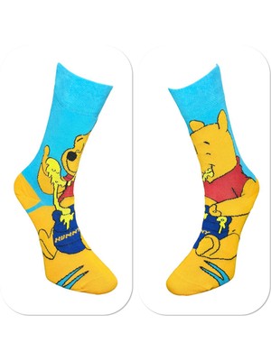Çorapmatik Winidi Pooh Çizgi Film Karakteri Renkli Soket Çorap