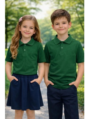 Metrey Erkek Veya Kız Polo Yaka Okul %100 Pamuk Penye Kısa Kol Tshirt