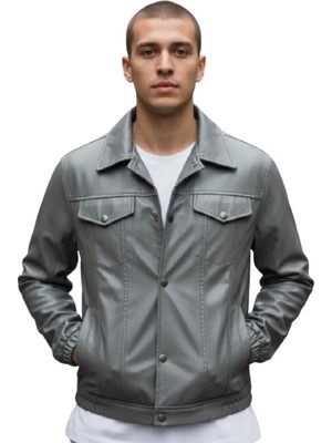 Nyc Giyim Tekstil Hakiki Kuzu Derisi Erkek Deri Ceket, Düğme ve Çıt Çıt Kapamalı, Hafif Astarlı, Normal Kesim, Mevsimlik