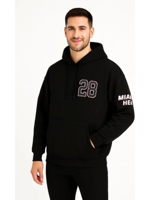 Beruflic Üç Iplik Kapüşonlu Ön ve Arka Baskılı Sweatshirt Hoodie