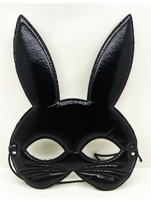 Nemere Siyah Renk Kumaş Malzemeden Imal Eva Tavşan Maskesi 19X15 cm (4887)