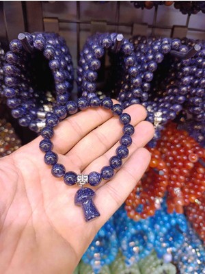 Mga Doğaltaş Yıldız Jasper Doğal Taş Bileklik 10MM Mantar Sallamalı Model | Esnek Misinalı | Sertifikalı Gerçek Jasper Taşı | Kutulu Unisex Bileklik