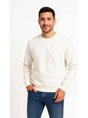 Beruflic Erkek Üç Iplik Düz Bisiklet Yaka Sweatshirt