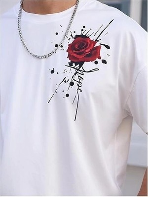 Beruflic Erkek Bisiklet Yaka Kısa Kol Baskılı Tshirt  Beyaz