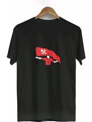 Beruflic 1 Mayıs Emekçilerimiz Için Özel Tasarım Bayraklı Emekçi Baskılı Tshirt