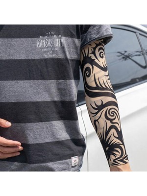 Nemere Giyilebilir Kol Dövmesi Çorap Dövme 3D Baskılı Kol Bacak Dövme 2 Adet Model 15 (4887)