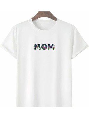 Beruflic Anneler Gününe Özel Tasarım Mom Çiçek Baskılı Tshirt