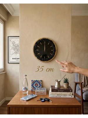 Af Epoxyart Duvar Saati - 35CM - Modern Dekoratif Duvar Saati - Epoksi Duvar Saati - El Yapımı Duvar Saati -Sarı ve Siyah Tasarım