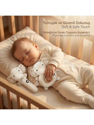 Bbsky Gbee %100 Pamuk Duyusal Gelişim Bebek Çıngırak Oyuncak - Yenidoğan Uyku Arkadaşı Hediyesi - 0 Ay ve Üzeri Için Uygun