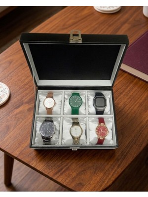 Alpinkutu 6 Lı Suni Deri Kaplama Saat Takı Organizer