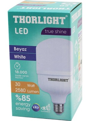 Nemere Thorlıght T-30B  30W  E27 Torch T-Shape  Beyaz  LED Ampul  2580 Lumen - 6400K - 18000 Saat - 2835 Sm