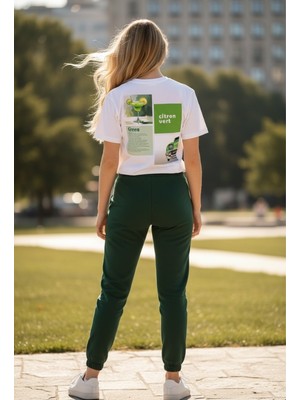 DEFAS Green BASKILI-BEYAZ-%100 Pamuk-Regular-Bisiklet Yaka-Trend T-Shirt