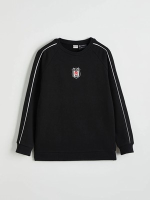 LC Waikiki Siyah Beşiktaş Baskılı Erkek Çocuk Eşofman Takımı %64 Pamuk, %36 Polyester Standart Kalıp