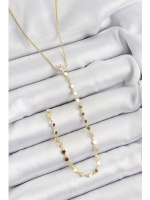 Inure Jewelry Pirinç Zirkon Taşlı Yıldız Figürlü Y Model Gold Renk Kadın Kolye