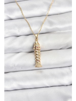Inure Jewelry 316L Çelik Zincir Gold Renk Balık Model Zirkon Taşlı Kadın Kolye
