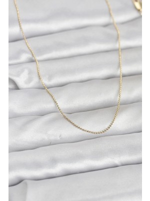 Inure Jewelry CM 14K Gold Renk İnce Top Zincirli 60 cm Kadın Kolye