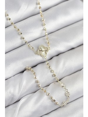 Inure Jewelry Pirinç Zirkon Taşlı Yonca Model Gold Renk Kadın Y Kolye