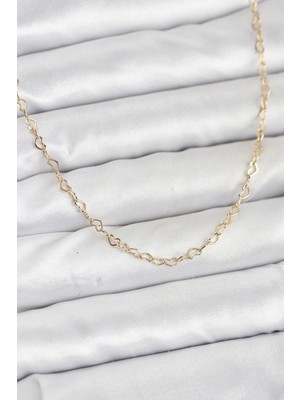 Inure Jewelry CM 14K Gold Renk Kalp Zincirli Kadın Kolye