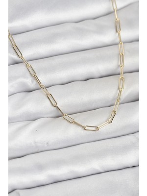 Inure Jewelry CM 14K Gold Renk Pirinç Ataç Zincir Kadın Kolye