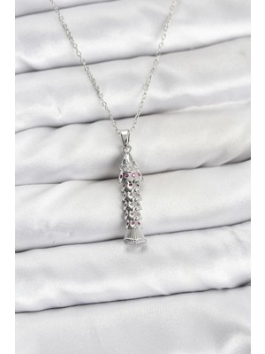 Inure Jewelry 316L Çelik Zincir Gümüş Renk Balık Model Zirkon Taşlı Kadın Kolye