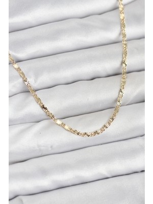 Inure Jewelry CM 14K Gold Renk Lazerli Zincir Model Kadın Kolye