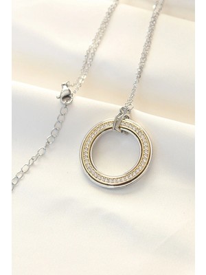 Inure Jewelry 316L Çelik Zirkon Taşlı Çift Renkli Tifany Kolye