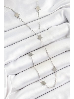 Inure Jewelry 316L Çelik Kutup Yıldızı Figürlü Y Model Gümüş Renk Kadın Kolye