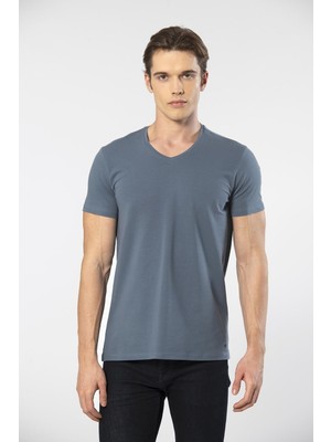 Cacharel Erkek V Yaka Likrali T-Shirt