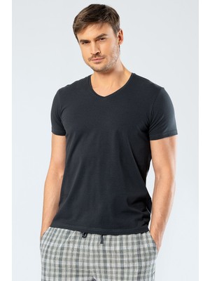 Cacharel Erkek V Yaka Likrali T-Shirt