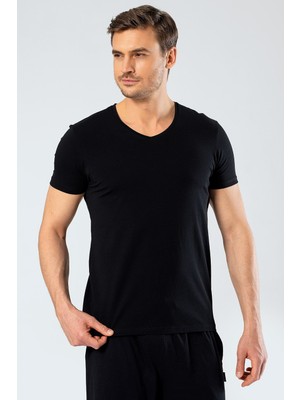 Cacharel Erkek V Yaka Likrali T-Shirt