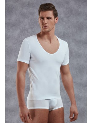 Doreanse Erkek Modal Derin V Yaka Kısa Kol T Shirt 2820