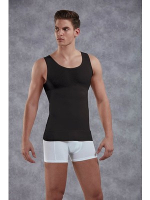 Doreanse Pamuk Geniş Yaka Toparlayıcı Erkek Atlet Korse 5950 Siyah