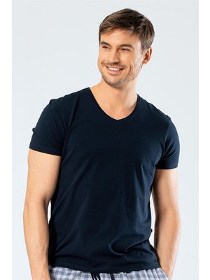 Cacharel Erkek V Yaka Likrali T-Shirt