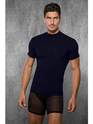 Doreanse Erkek Modal Boğazlı Yaka Kısa Kol T Shirt 2730 Lacivert
