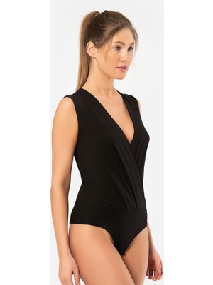 Türen Kruvaze Yaka Kolsuz Çitçitli Body