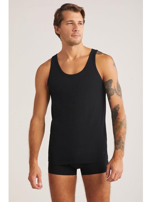 Kom Scott Askılı 2 Li Basic Erkek Siyah Atlet