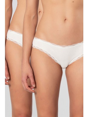 Türen Kadin Likrali Ribana Dantelli Bikini Külot 2'li Paket