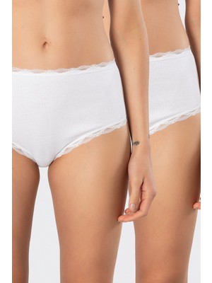 Türen Kadin Likrali Ribana Dantelli Yüksel Bel Külot 2'li Paket