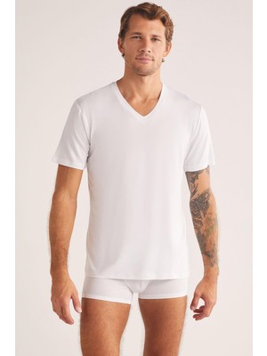 Kom Emilio V Yaka Modal Erkek Tshirt Byz