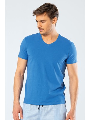 Cacharel Erkek V Yaka Likrali T-Shirt