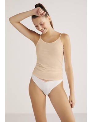 Kom Basic Top Ten Ip Askılı Pamuklu Kadın Atlet