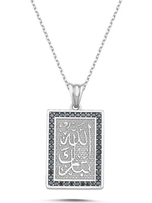 La Mia Felicita 925 Ayar Gümüş  Allah Muhammed  Yazılı Kolye