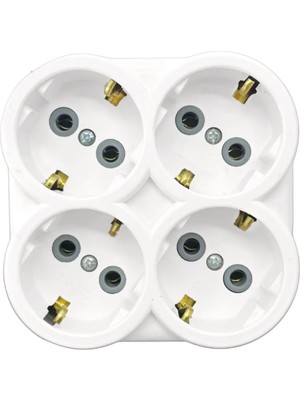 4'lü Topraklı Papatya Golyat Fiş Priz De-Pa